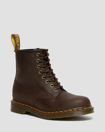 Brown Men's Dr Martens 1460 Crazy Horse Leather Lace Up Boots | CA 505WNB